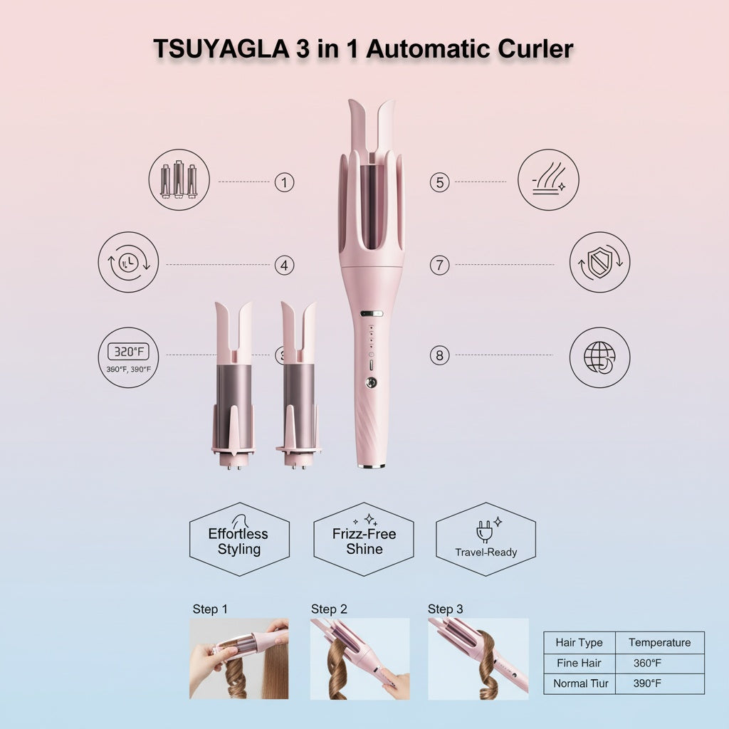 TSUYAGLA 3 in 1 Automatic Curler