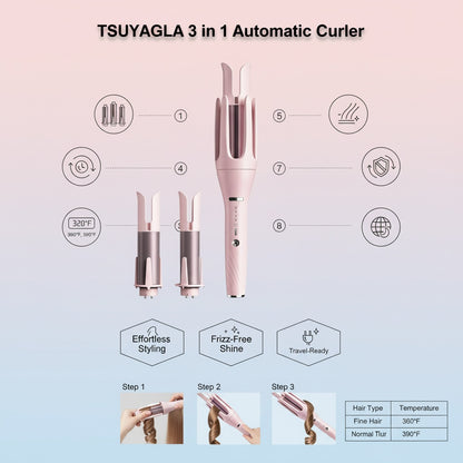 TSUYAGLA 3 in 1 Automatic Curler